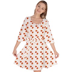 Kawaii Pumpkin Patt White Velour Kimono Dress by snowwhitegirl