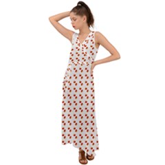 Kawaii Pumpkin Patt White V-neck Chiffon Maxi Dress by snowwhitegirl