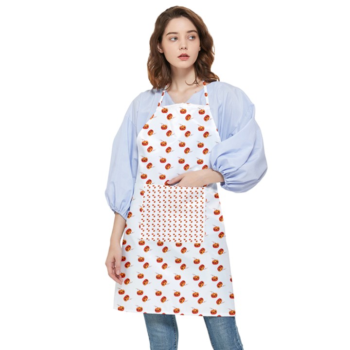 Kawaii Pumpkin Patt White Pocket Apron