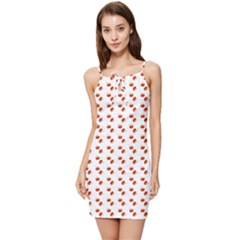 Kawaii Pumpkin Patt White Summer Tie Front Dress