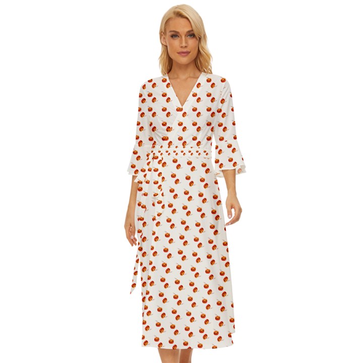 Kawaii Pumpkin Patt White Midsummer Wrap Dress