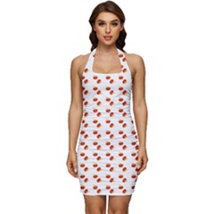 Kawaii Pumpkin Patt White Sleeveless Wide Square Neckline Ruched Bodycon Dress by snowwhitegirl