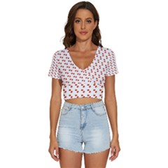 Kawaii Pumpkin Patt White V-neck Crop Top by snowwhitegirl