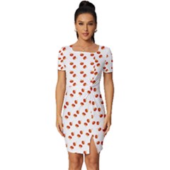 Kawaii Pumpkin Patt White Fitted Knot Split End Bodycon Dress by snowwhitegirl