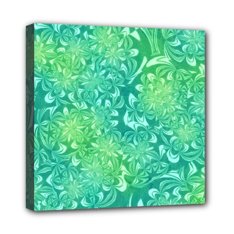 Retro Flower Pattern Design Batik Mini Canvas 8  X 8  (stretched) by Posterlux