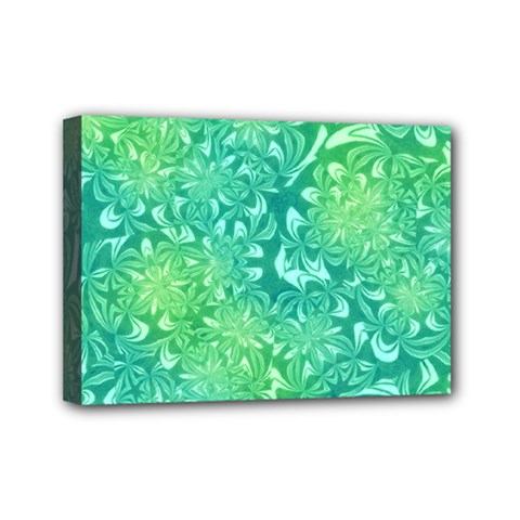 Retro Flower Pattern Design Batik Mini Canvas 7  X 5  (stretched) by Posterlux