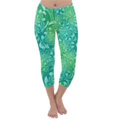 Retro Flower Pattern Design Batik Capri Winter Leggings 