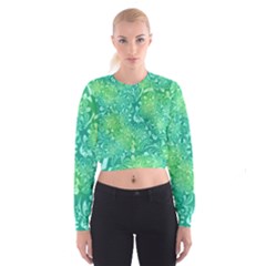 Retro Flower Pattern Design Batik Cropped Sweatshirt