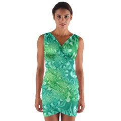 Retro Flower Pattern Design Batik Wrap Front Bodycon Dress