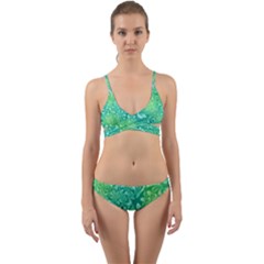 Retro Flower Pattern Design Batik Wrap Around Bikini Set by Posterlux