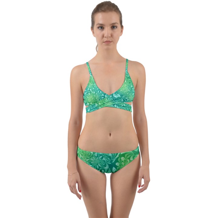 Retro Flower Pattern Design Batik Wrap Around Bikini Set