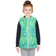 Retro Flower Pattern Design Batik Kids  Hooded Puffer Vest