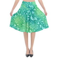 Retro Flower Pattern Design Batik Flared Midi Skirt