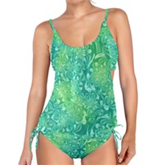 Retro Flower Pattern Design Batik Tankini Set by Posterlux