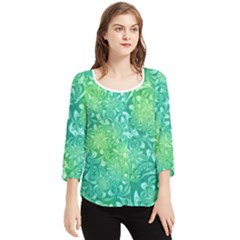 Retro Flower Pattern Design Batik Chiffon Quarter Sleeve Blouse