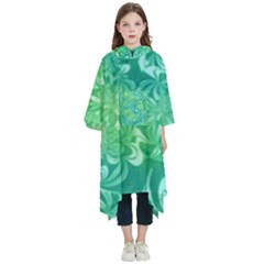 Retro Flower Pattern Design Batik Kids  Hooded Rain Ponchos