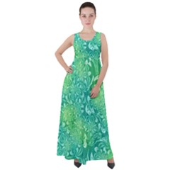 Retro Flower Pattern Design Batik Empire Waist Velour Maxi Dress