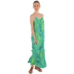 Retro Flower Pattern Design Batik Cami Maxi Ruffle Chiffon Dress by Posterlux