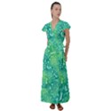 Retro Flower Pattern Design Batik Flutter Sleeve Maxi Dress View1