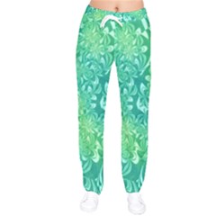 Retro Flower Pattern Design Batik Women Velvet Drawstring Pants