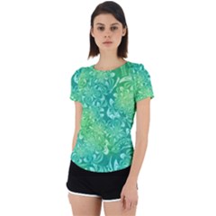 Retro Flower Pattern Design Batik Back Cut Out Sport T-shirt