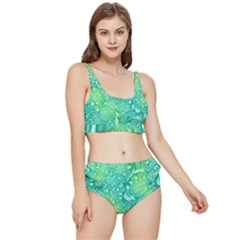 Retro Flower Pattern Design Batik Frilly Bikini Set