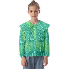 Retro Flower Pattern Design Batik Kids  Peter Pan Collar Blouse by Posterlux