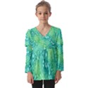 Retro Flower Pattern Design Batik Kids  V Neck Casual Top View1