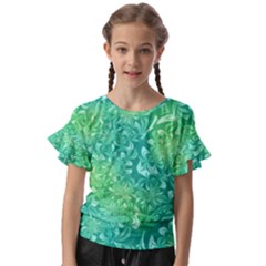 Retro Flower Pattern Design Batik Kids  Cut Out Flutter Sleeves