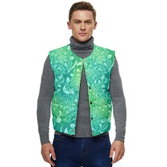 Retro Flower Pattern Design Batik Men s Button Up Puffer Vest	