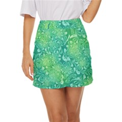 Retro Flower Pattern Design Batik Mini Front Wrap Skirt by Posterlux