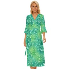 Retro Flower Pattern Design Batik Midsummer Wrap Dress by Posterlux