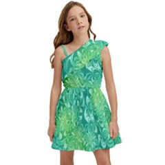 Retro Flower Pattern Design Batik Kids  One Shoulder Party Dress