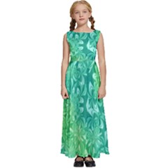 Retro Flower Pattern Design Batik Kids  Satin Sleeveless Maxi Dress