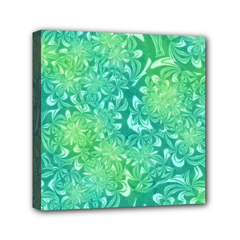 Retro Flower Pattern Design Batik Mini Canvas 6  X 6  (stretched) by Posterlux