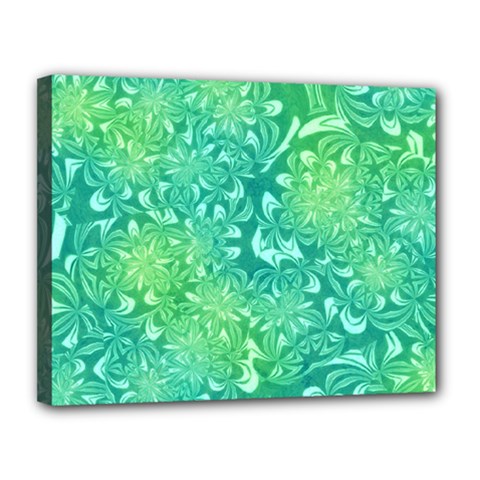 Retro Flower Pattern Design Batik Canvas 14  X 11  (stretched)