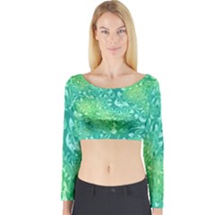 Retro Flower Pattern Design Batik Long Sleeve Crop Top by Posterlux