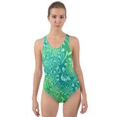 Retro Flower Pattern Design Batik Cut-out Back One Piece Swimsuit