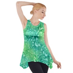 Retro Flower Pattern Design Batik Side Drop Tank Tunic