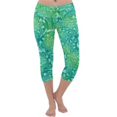 Retro Flower Pattern Design Batik Capri Yoga Leggings