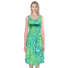 Retro Flower Pattern Design Batik Midi Sleeveless Dress