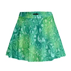 Retro Flower Pattern Design Batik Mini Flare Skirt by Posterlux