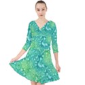 Retro Flower Pattern Design Batik Quarter Sleeve Front Wrap Dress View1