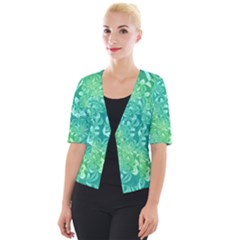 Retro Flower Pattern Design Batik Cropped Button Cardigan