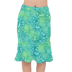 Retro Flower Pattern Design Batik Short Mermaid Skirt