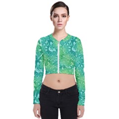 Retro Flower Pattern Design Batik Long Sleeve Zip Up Bomber Jacket