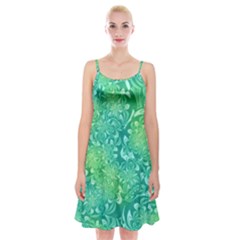 Retro Flower Pattern Design Batik Spaghetti Strap Velvet Dress