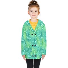 Retro Flower Pattern Design Batik Kids  Double Breasted Button Coat