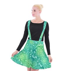 Retro Flower Pattern Design Batik Suspender Skater Skirt