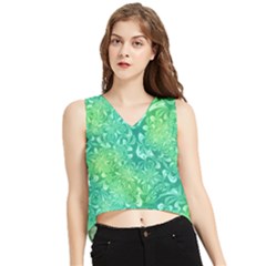 Retro Flower Pattern Design Batik V-neck Cropped Tank Top